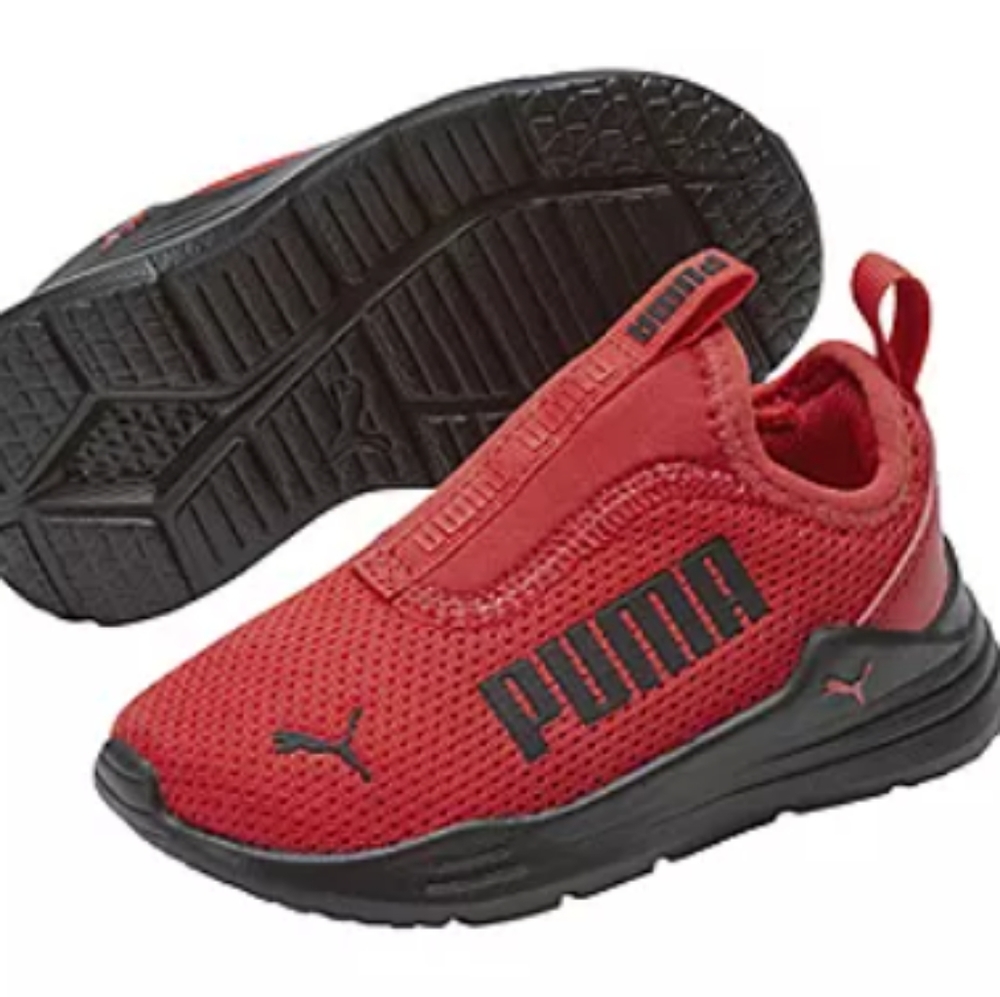 KinderFit Puma Red Black Lightweight Slip on Sneakers